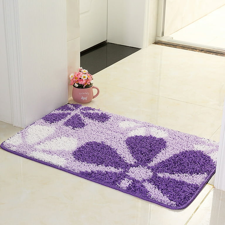 SOCOOL Modern Indoor Door mat, 32x 20 Purple Elite Flower, Front