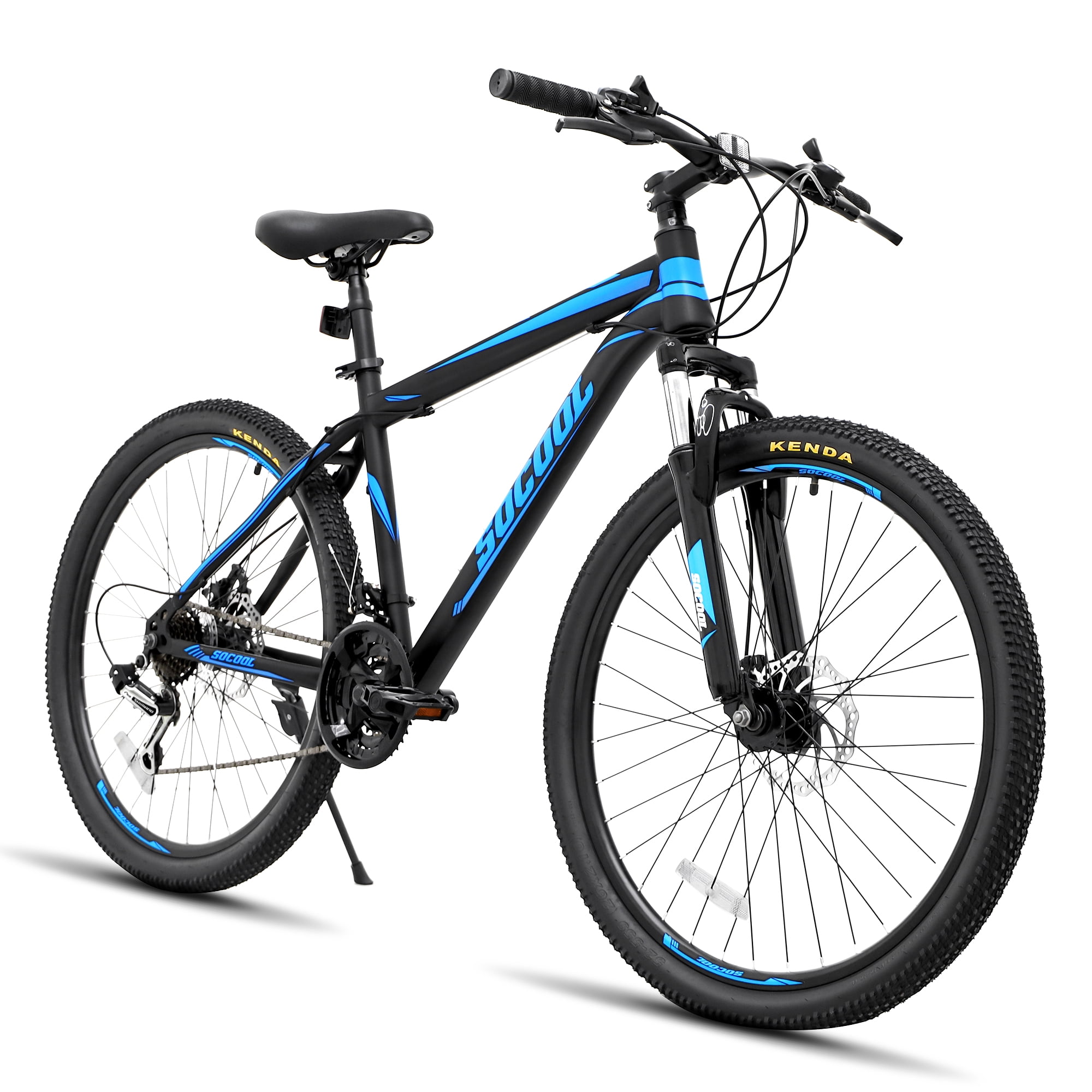 SOCOOL Mountain Bike 21 Speed 26 Inches Dual Suspension Folding Bike Dual Disc Brake MTB Bicycle Blue RI1731BK