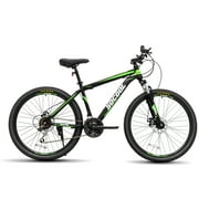 SOCOOL Mountain Bike for Adults, Shimano 21-Speed Gear, 26" Bicycle -Black & White & Green, EV2117BK