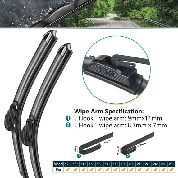 SOCOOL Windshield Wiper Blades Fit For Chevrolet Classic 2004 2005 /Malibu 2001-2005, 22"+18", Pack of 2,Y17O850S