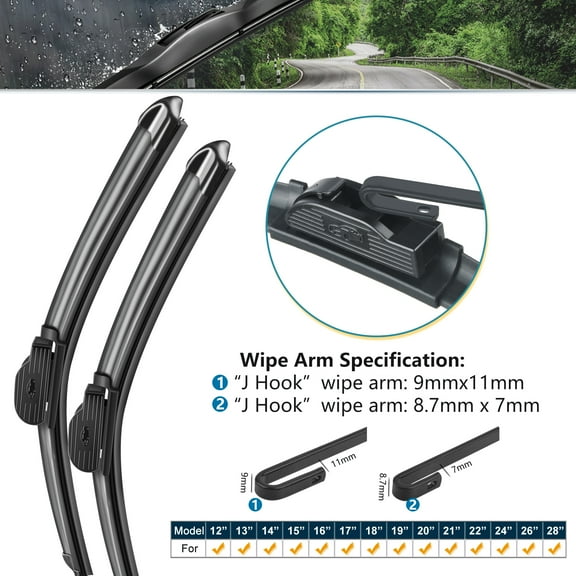 SOCOOL Windshield Wiper Blades Fit For Subaru XV Crosstrek 2014, 26"&16" Bracketless Wiper, Pack of 2, C66191L