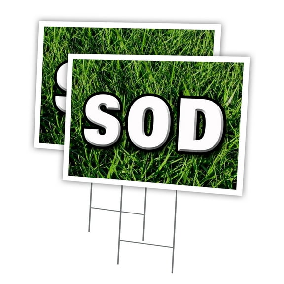 SOD 2 Pack Of 12" x 16" Yard Sign & Stake | Advertise Your Business | Stake Included Image On Front Only | Made in The USA