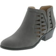 thumbnail image 1 of SODA CHANCE Womens Perforated Cut Out Stacked Block Heel Ankle Booties, 1 of 2