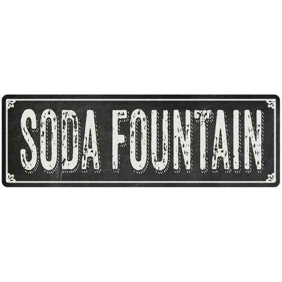SODA FOUNTAIN Shabby Chic Black Chalkboard Metal Sign 8x24 Decor 108240050053