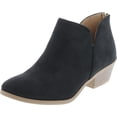 thumbnail image 1 of SODA Women's Mafic Almond Toe Faux Suede V Side Western Stacked Block Mid Heel Ankle Boot, 1 of 7