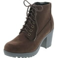 thumbnail image 1 of SODA Women's Second Faux Leather Lace Up High Chunky Heel Ankle Booties, 1 of 7