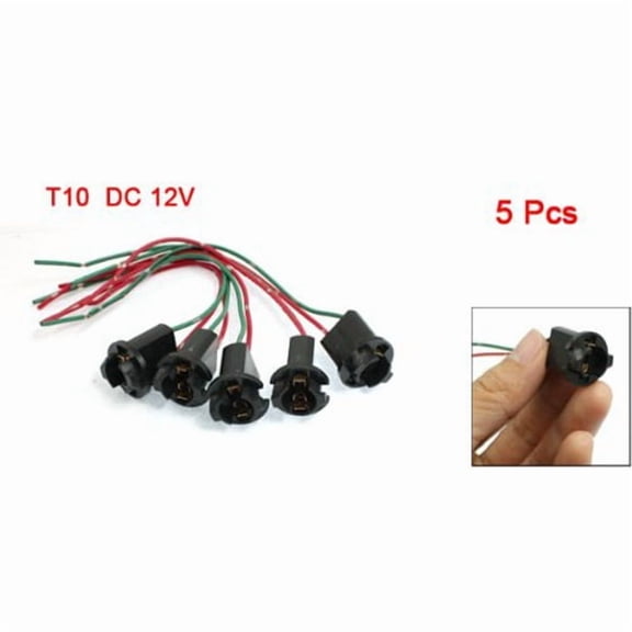 SODIAL(R) Car Truck T10 W5W 194 LED Light Bulb Socket Holder Wire Connector 5 Pcs