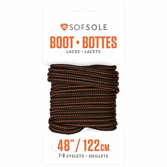 Sof Sole Waxed Boot Laces, Black/Tan, 48"