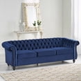 thumbnail image 1 of Modern Minimalist Fabric 3-Seater Sofa 220cm with Plush Upholstery and Nail Head Accents, 1 of 14