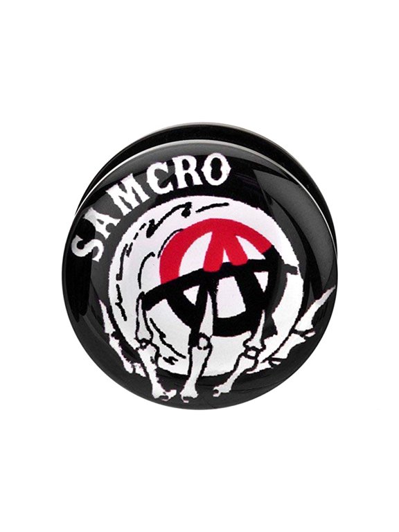 SOFAUP02-2PR SOA Screw Fit Acrylic Plugs with Reaper Logo, Black - 2g
