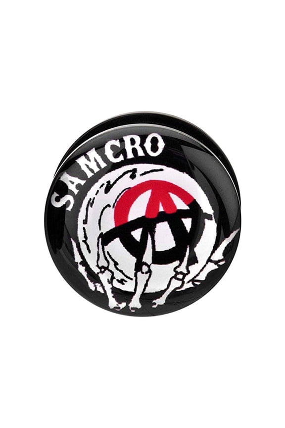 SOFAUP02-2PR SOA Screw Fit Acrylic Plugs with Reaper Logo, Black - 2g