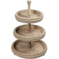 thumbnail image 1 of SOFE 3-Tier Serving Tray Stand, Farmhouse Rustic Wood Beaded Tiered Display for Cupcakes, Cakes, Fruits & Desserts - Kitchen Counter & Dining Table Decor, 1 of 5