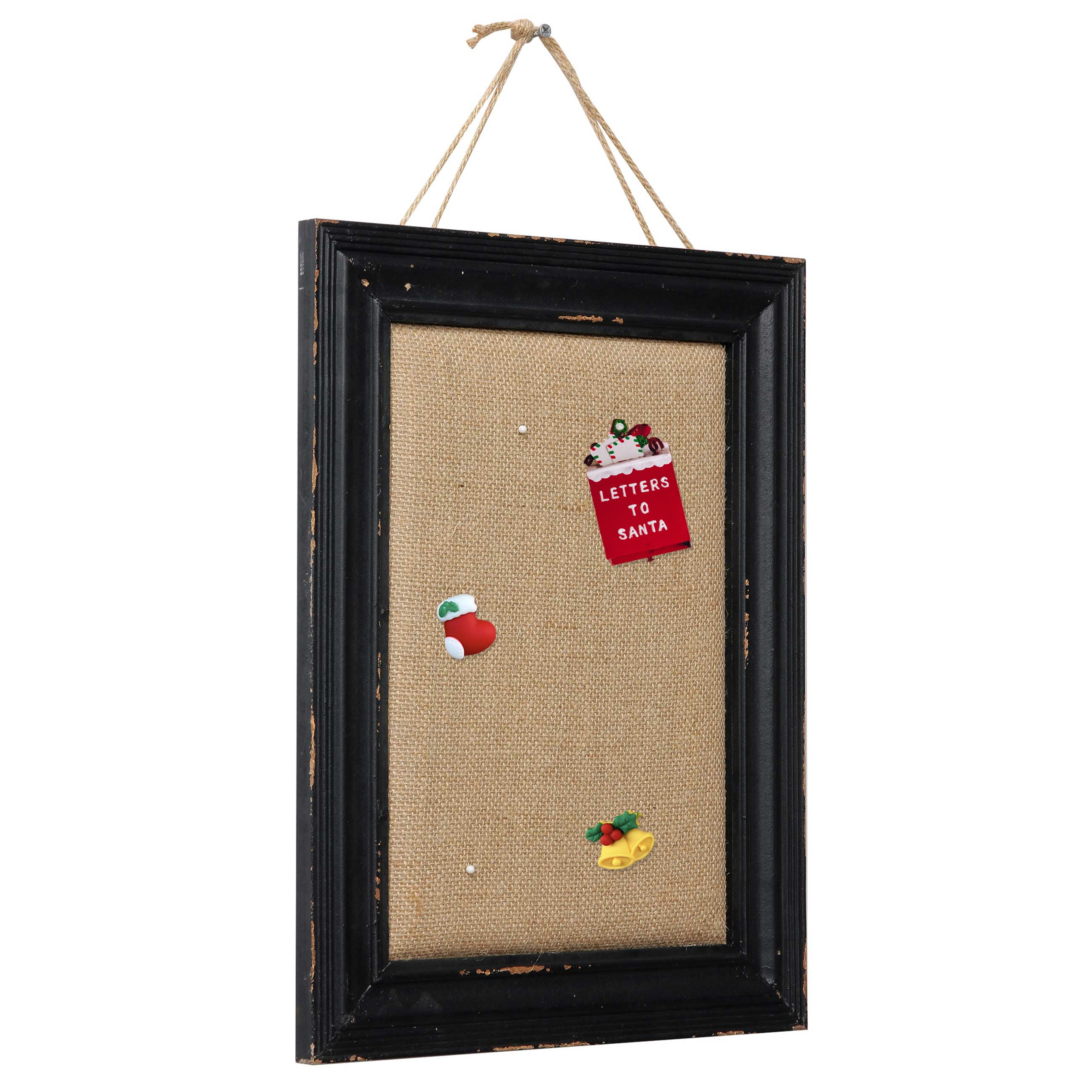 SOFE Cute Linen Small Bulletin Board, 15.7"× 12" Decorative Cork Boards for Walls with Black