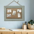 thumbnail image 1 of SOFE Cute Linen Small Bulletin Board, 15.7" × 12" Decorative Cork Boards for Walls with Blue Frame, 1 of 7