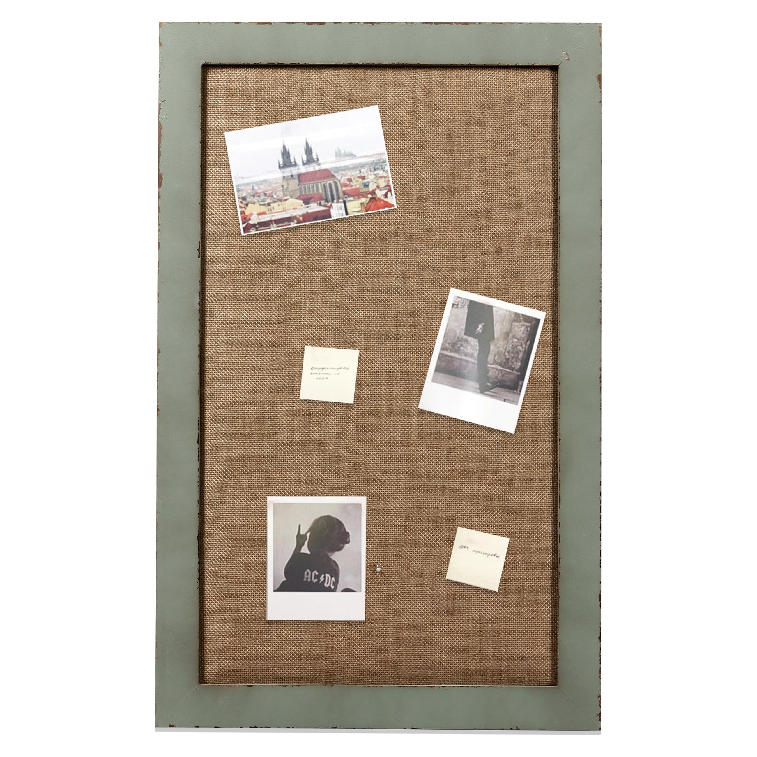 SOFE Linen Bulletin Board 18 x 29 inches Gray Frame, Fabric Pin Board