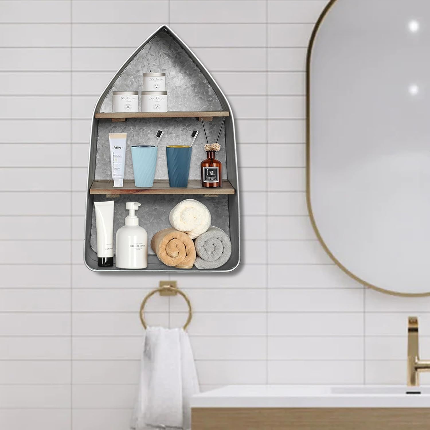 Photo inspiration: Visual Reference: Sofe Metal Galvanized Wash Tub With Shelf Boat Shape Wall