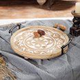 thumbnail image 1 of SOFE Rustic Wooden Serving Table Tray, Round, 17.3" x 15.7" x 3.7", Wood, 1 of 8