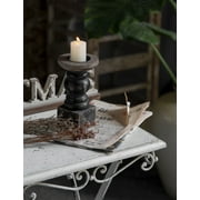 SOFE Wood Pillar Candle Holder of 7 H, Farmhouse Black Candle Holders for Table Decor, Handmade Wooden Table Centerpieces for Dining Room, Shabby Chic Candlestick, Home Decor