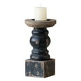 SOFE Wood Pillar Candle Holder of 7" H, Farmhouse Black Candle Holders
