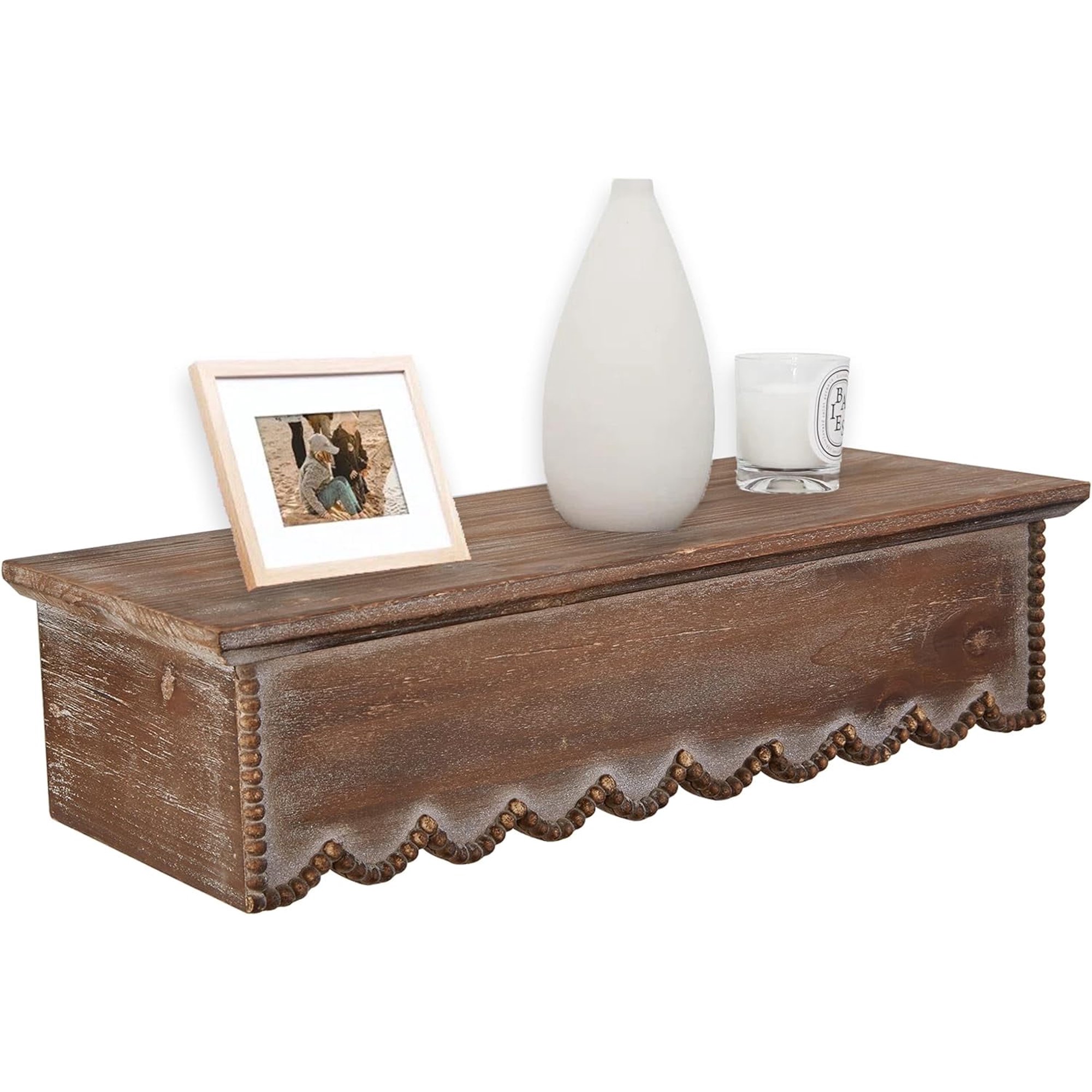 Wood Scalloped Floating Shelves - Brown