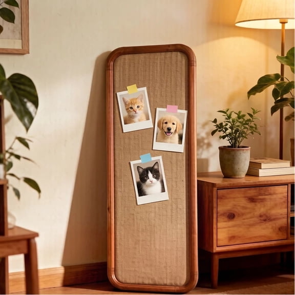 SOFE Wooden Framed Linen Bulletin Board for Wall 44" x 17" , Large Vertical Pin Board & Memo Display Organizer for Home Office, Dorm, Bedroom Decor