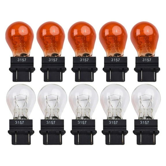 SOFEIYA 10pcs Car 3157 Brake Light Bulbs 12V 21W External Turn Signal Bulb Halogen Lamp Brake Light Amber White Tail Light 3057, 3155, C