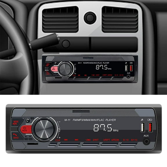 SOFEIYA 12V Car MP3 Player Audio In-Dash BT Hands-free FM Radio Colorful Lights