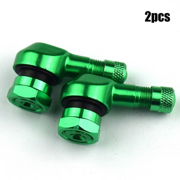 SOFEIYA 2PCS CNC Motorcycle 90 Degree Angle Wheel Tire Stem Tubeless Valve Aluminum For Motorcycles With 11.3mm Wheel Rim, Green