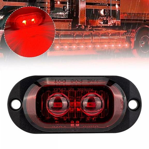 SOFEIYA 2pcs 2LED Side Marker Clearance Lights Waterproof for Boat Trailer Truck RV, Red