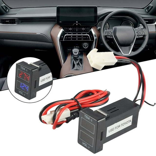 SOFEIYA Car LED Digital Voltmeter Temperature Voltage Gauge Monitor For