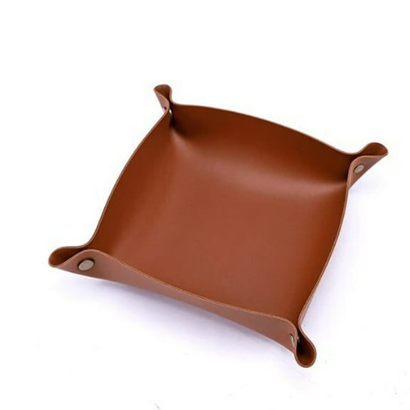 SOFEIYA Leather Tray Foldable Table Catchall Storage Box Jewelry Key Coin Top Organizer