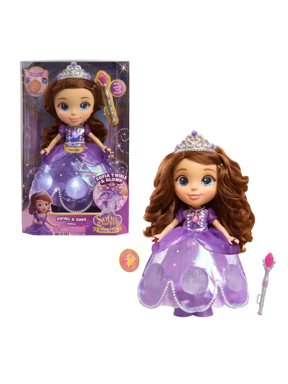 Disney Jr. Sofia the First Swirl & Sing Doll, Light-Up Twirling Princess Doll with Music and Phrases, Ages 3 and Up.