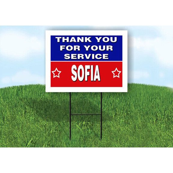 SOFIA THANK YOU SERVICE 18 in x 24 in Yard Sign Road Sign with Stand