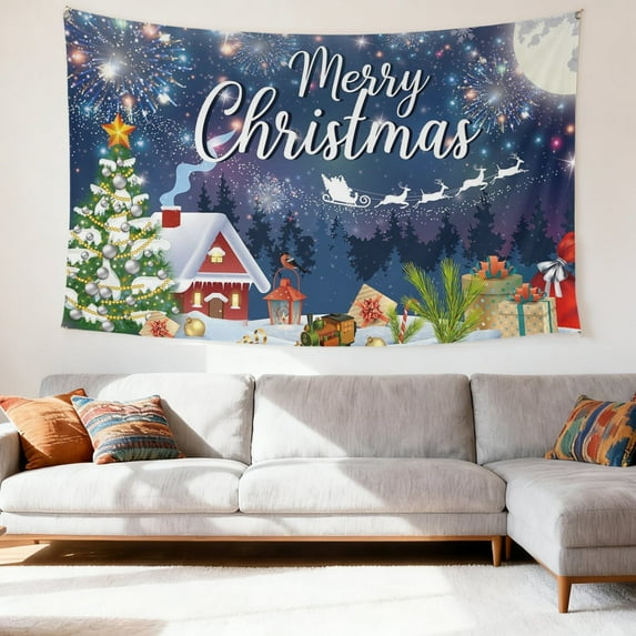 SOFIKAANMU Christmas Tapestries, Various Designs And Patterns, Winter Snow And Forest Tapestries, Bedroom And Dormitory Home Decor Tapestries, 6 Sizes, 80 X 60 Inches.