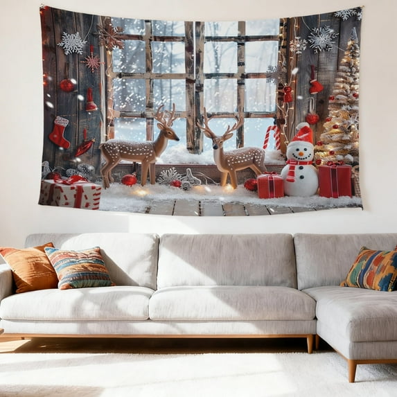 SOFIKAANMU Christmas Tapestries, Various Designs And Patterns, Winter Snow And Forest Tapestries, Bedroom And Dormitory Home Decor Tapestries, 6 Sizes, 80 X 60 Inches.