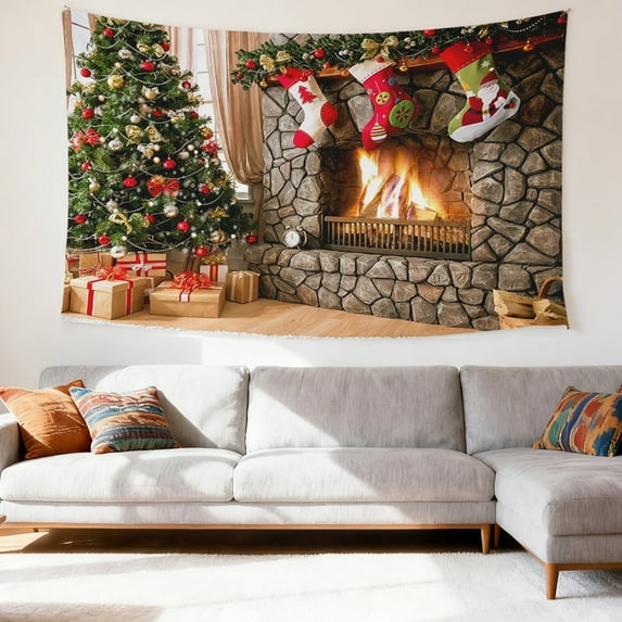 SOFIKAANMU Christmas Tapestries, Various Designs And Patterns, Winter Snow And Forest Tapestries, Bedroom And Dormitory Home Decor Tapestries, 6 Sizes, 80 X 60 Inches.