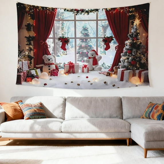 SOFIKAANMU Christmas Tapestries, Various Designs And Patterns, Winter Snow And Forest Tapestries, Bedroom And Dormitory Home Decor Tapestries, 6 Sizes, 80 X 60 Inches.