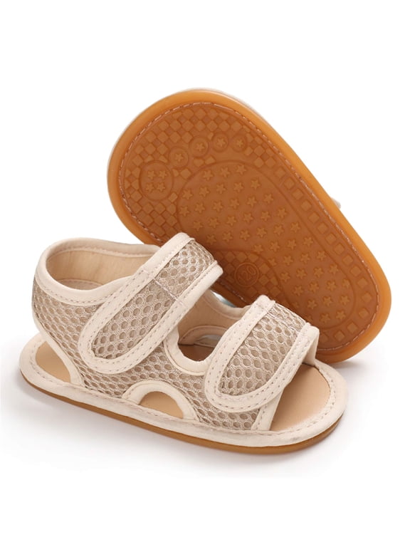 Baby Girls Boys Sandals Premium Soft Anti-Slip Rubber Sole Breathable Infant Summer Outdoor Water Shoes Toddler First Walkers(0-6 Months,Khaki)