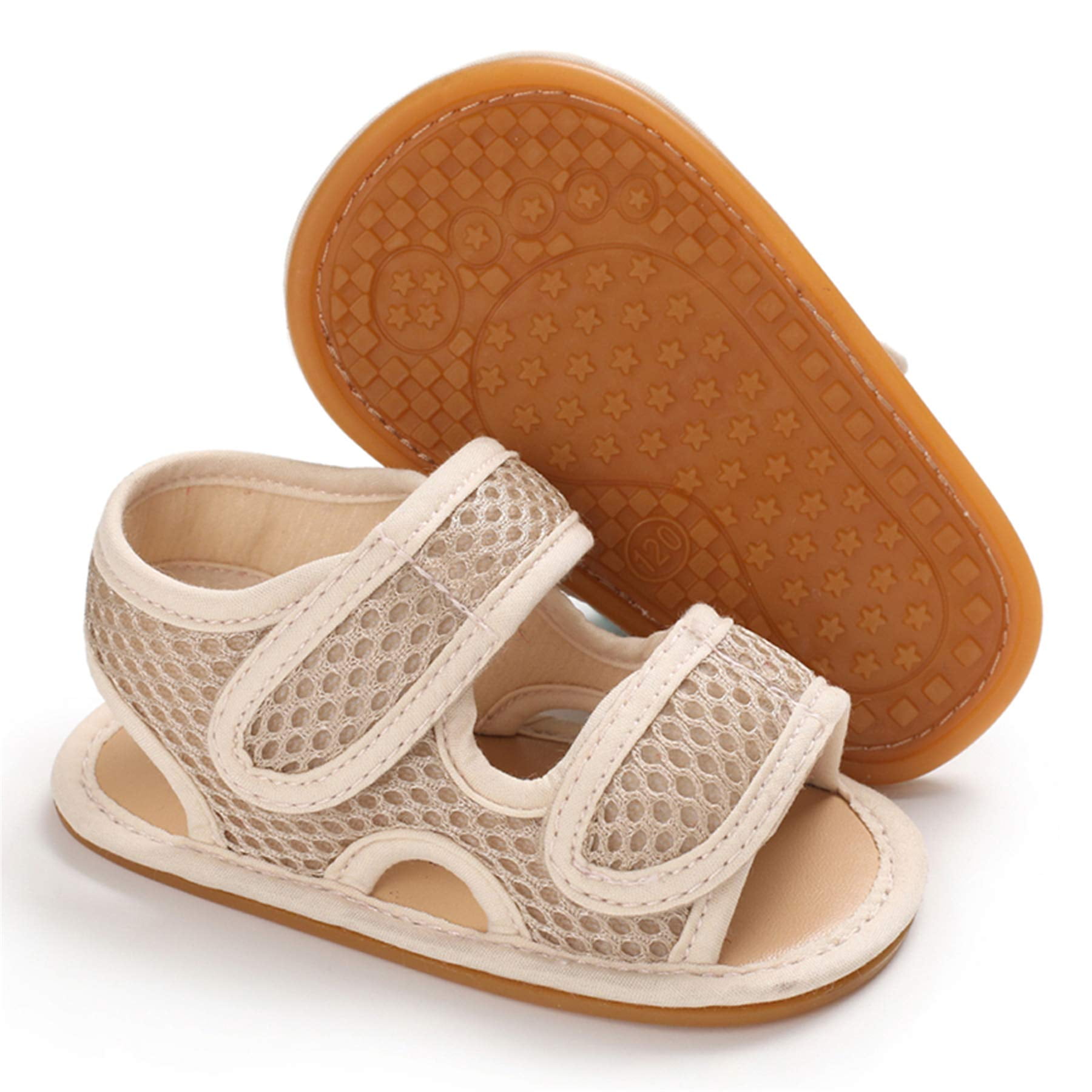 SOFMUO Baby Girls Boys Sandals Premium Soft Anti-Slip Rubber Sole Breathable Infant Summer Outdoor Water Shoes Toddler First Walkers(6-12 Months,Khaki)