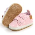 thumbnail image 1 of SOFMUO Unisex Baby Boys Girls Leather Sneakers Infant Moccasins Toddler Shoes(Pink&White Dot,0-6 Months), 1 of 6