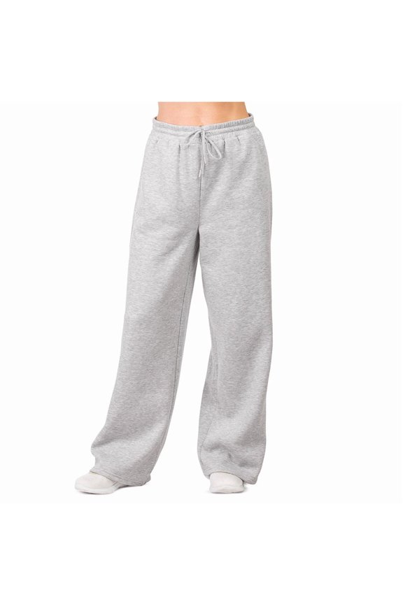 Ladies Fleece Lining Wide-Leg Cargo Sweatpants