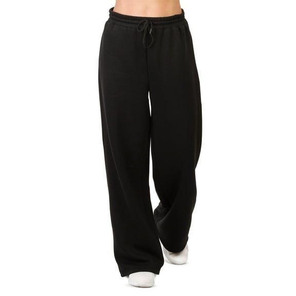 SOFRA Ladies Fleece Lining Wide-Leg Cargo Sweatpants