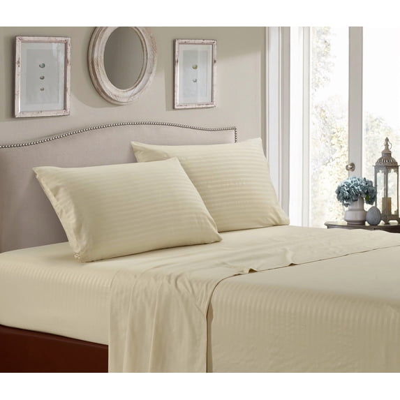 SOFT BED SHEETS 1800 Series Sheets for Bed Dobby Striped Stay Cool Deep Pockets