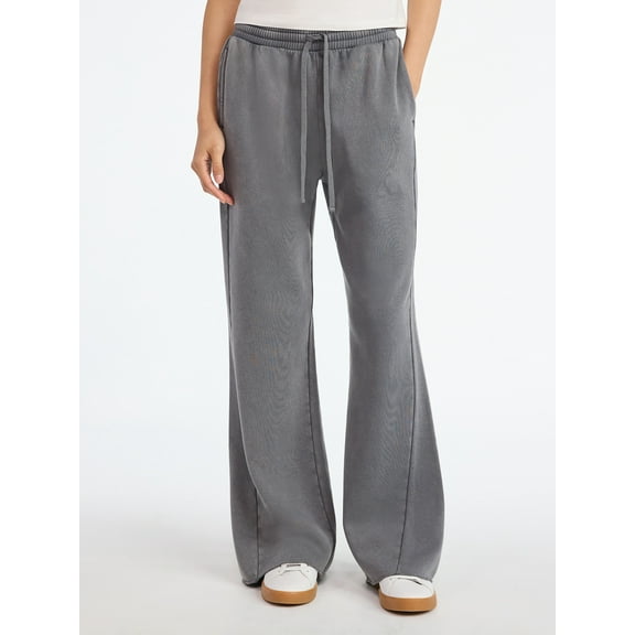 Scoop Women’s Mineral Washed Fleece Flare Leg Sweatpants, Sizes XS-XXL