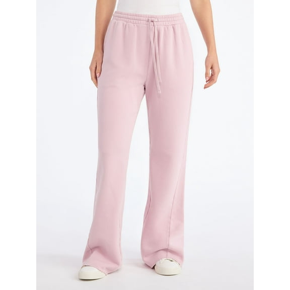 Scoop Women’s Mineral Washed Fleece Flare Leg Sweatpants, Sizes XS-XXL