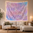 thumbnail image 1 of SOFT HEART STRONG SPINE Quote on Pink and Purple Clouds with Stars, Dreamy Celestial for Teen Girls, Motivational Wall Art, Graduation Gift Tapestry Wall Hanging for Dorm and Bedroom, 1 of 7