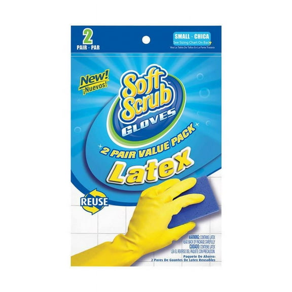 Soft Scrub Cleaning Gloves Latex S - Yellow - 2 Pair