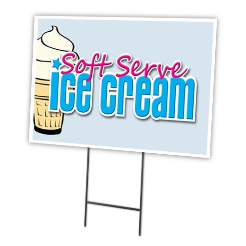 SOFT SERVE VANILLA ICE CREAM 18"x24" Yard Sign & Stake outdoor plastic | Advertise Your Business | Stake Included Double Sided Image | Made in The USA