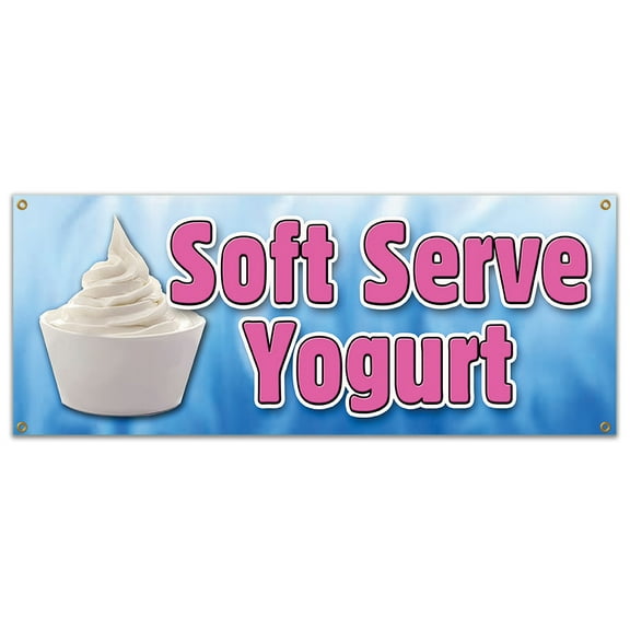 SOFT SERVE YOGURT BANNER SIGN yoghurt healthy homemade topping delicious frozen