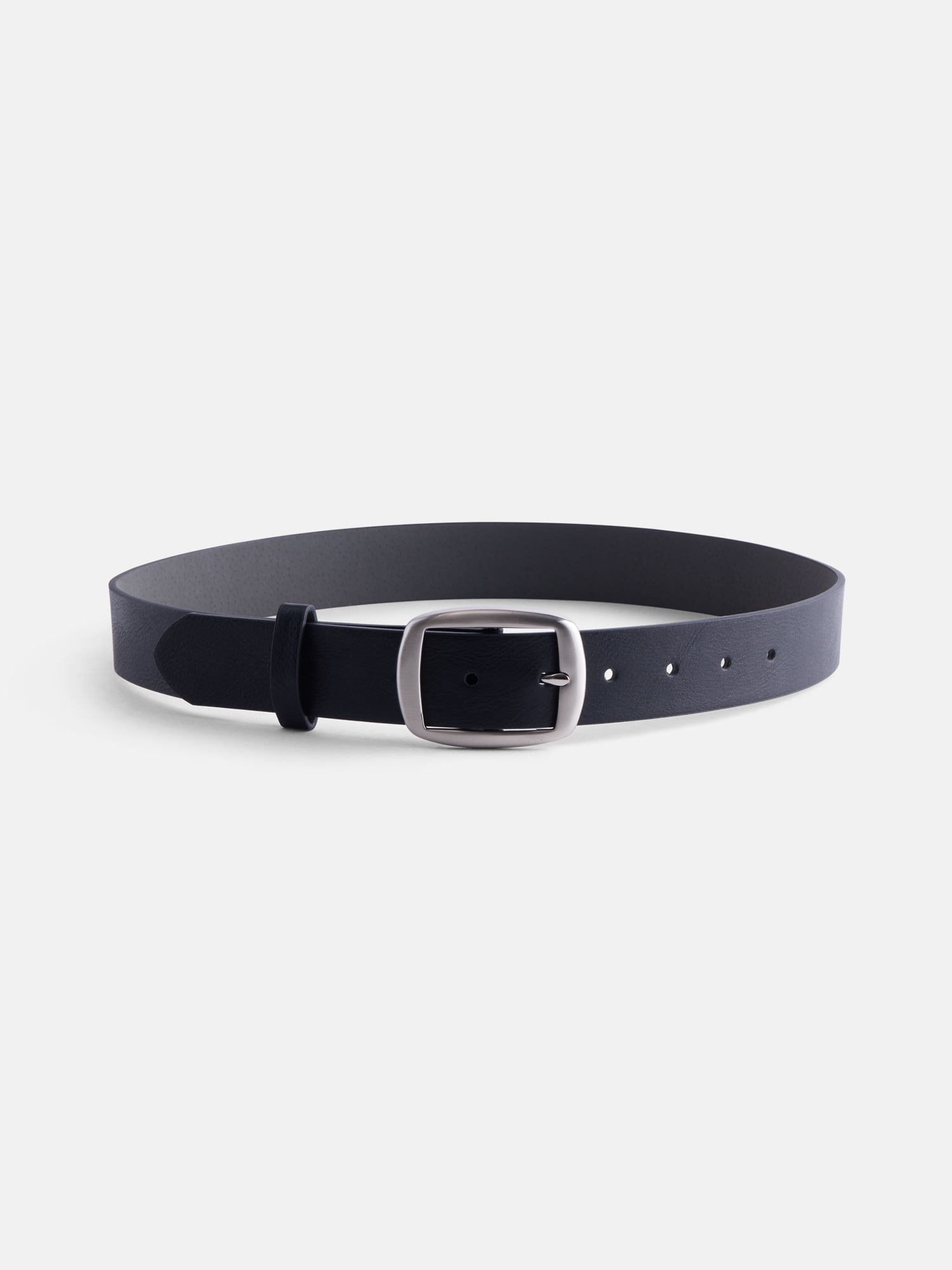 Scenario Women's and Women's Plus Soft Square Center Bar Buckle Belt, Black